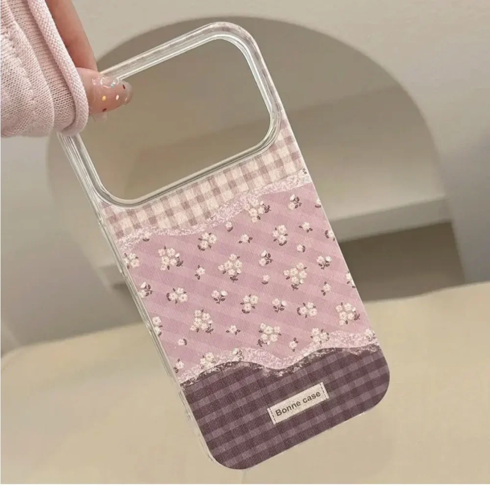 iPhone 17 Pro Phone Case lavender Purple floral and plaid